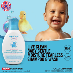 Live Clean Baby Gentle Moisture Tearless Shampoo & Wash – 300ml
